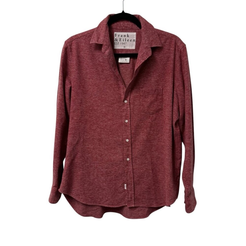 FRANK & EILEEN STYLE EILEEN BUTTON UP SHIRT FLANNEL RED HEATHERED COTTON SIZE S